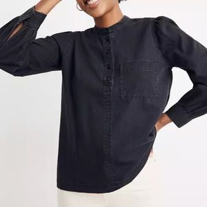 MADEWELL - NWT Denim Collarless Popover Shirt, size S